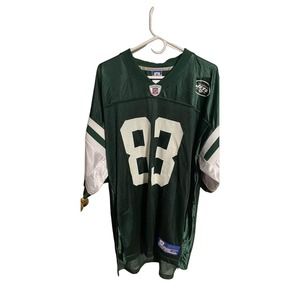 NWOT Vintage Santana Moss NY Jets NFL Equipment On Field Reebok Size XL Jersey